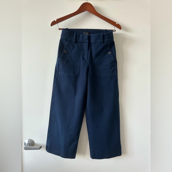 J.Crew petite Sydney wide-leg pant in bi-stretch cotton blend in navy - Picture 5 of 6